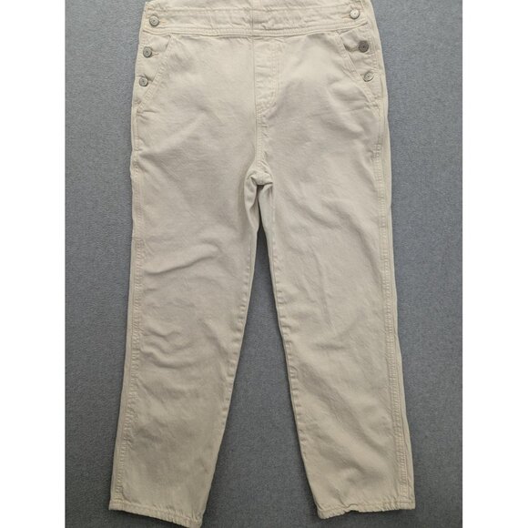 Old Navy Overalls Womens 6 Beige 100% Cotton Utility Bib Workwear Casual Comfort - Picture 2 of 13